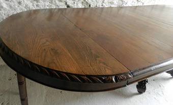 Antique FRENCH EXTENDING DINING TABLE c1860 CARVED OAK
