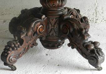 Antique FRENCH EXTENDING DINING TABLE c1860 CARVED OAK