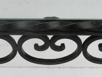 Antique French Mid Century Iron and Glass Louis Coffee Occasional Table