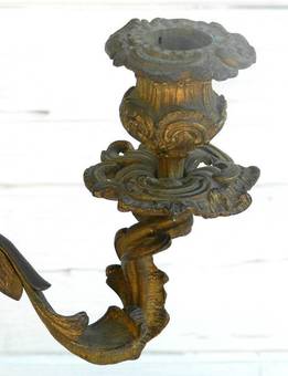 Antique Pair of French Bronze Rococo Candelabra Candlesticks Louis c1860