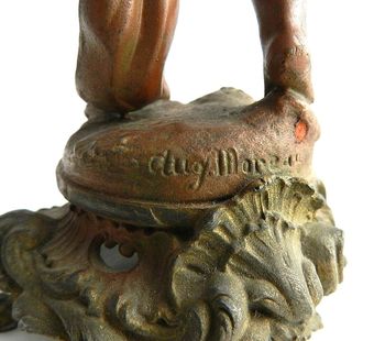 Antique Pair of C19 French Cherub Putti Statuette Candlesticks signed Moreau 