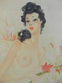 Antique Original French Signed Print by Eugene Leliepvre contemporary of Domergue 
