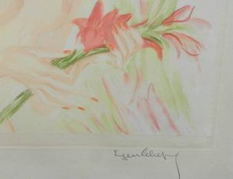 Antique Original French Signed Print by Eugene Leliepvre contemporary of Domergue 