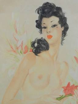 Antique Original French Signed Print by Eugene Leliepvre contemporary of Domergue 