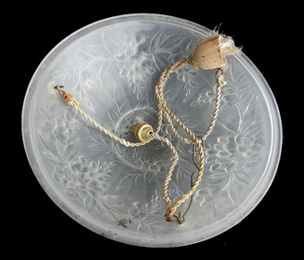 Antique French Art Deco 1930s Glass Pate de Verre Ceiling Light Vasque Chandlier