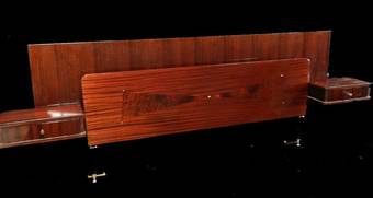 Antique c1970s French Double Bed  Base with Integrated Bedside Table Drawers Mid Century