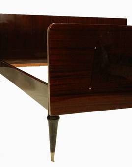 Antique c1970s French Double Bed  Base with Integrated Bedside Table Drawers Mid Century