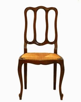 Antique 6 Early Vintage French louis Dining Chairs Rush  Oak