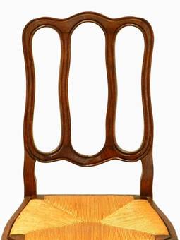 Antique 6 Early Vintage French louis Dining Chairs Rush  Oak