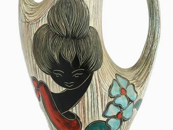 Antique Unusual Mid Century French Vallauris Vase 19501960