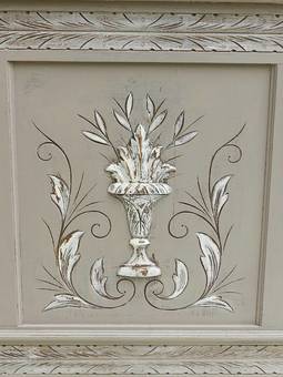 Antique C19 French Antique Bed Double Louis Painted 