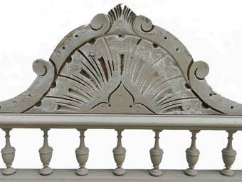 Antique C19 French Antique Bed Double Louis Painted 