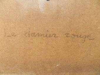 Antique Oil Painting Le Damier Rouge  Surrealist on board