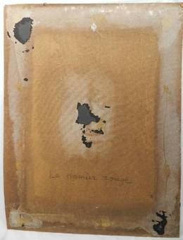 Antique Oil Painting Le Damier Rouge  Surrealist on board