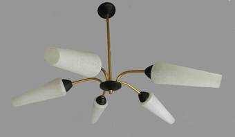 Antique Mid Century 1950s French Italian Vintage Chandelier Ceiling Light