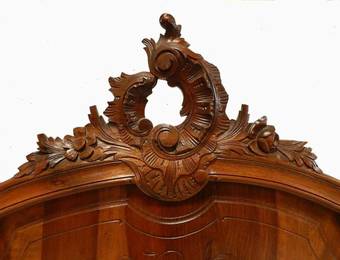 Antique C19 Louis XV Antique French Double Bed Walnut 