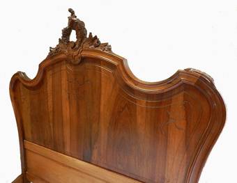 Antique C19 Louis XV Antique French Double Bed Walnut 