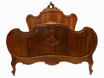 Antique C19 Louis XV Antique French Double Bed Walnut 
