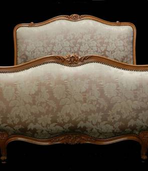 Antique Early Vintage French Double Bed  Base Louis Corbeille