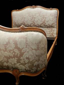 Antique Early Vintage French Double Bed  Base Louis Corbeille