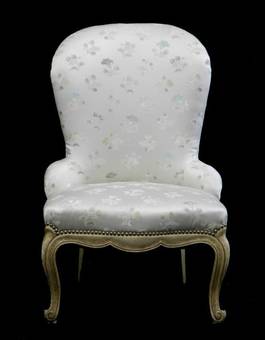 Antique Craquelure French Louis Boudoir Chair Fauteuil 