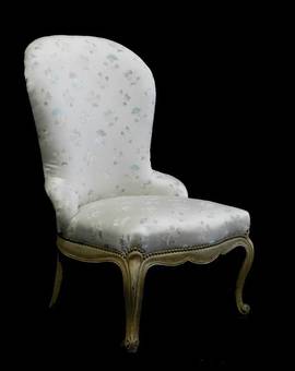 Antique Craquelure French Louis Boudoir Chair Fauteuil 
