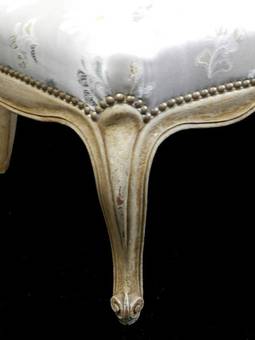 Antique Craquelure French Louis Boudoir Chair Fauteuil 