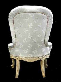 Antique Craquelure French Louis Boudoir Chair Fauteuil 