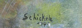 Antique Oil on Canvas Painting of a young Woman signed Schikele 42  