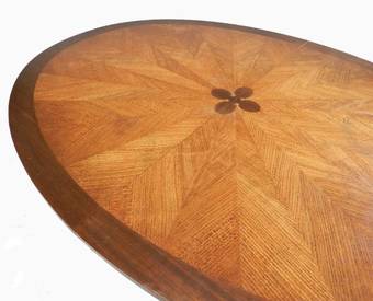 Antique Unusual French Basque Spanish Centre  Dining Table Parquetry Inlaid Top