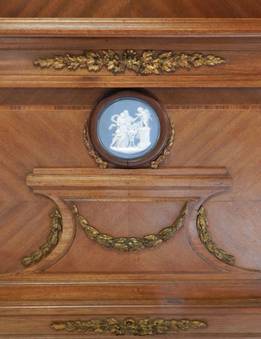 Antique C19 French Double Bed  Base with Limoges plaque and Ormolu swags