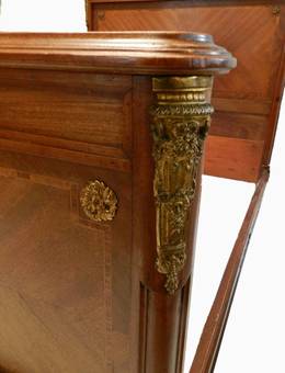 Antique C19 French Double Bed  Base with Limoges plaque and Ormolu swags