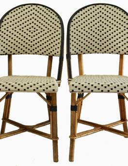 Antique 4 French Bistro Chairs Woven Maison Gatti Rattan Paris style