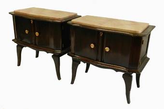 Antique Pair Mid Century Deco French Side Cabinets Bedside Tables Nightstands