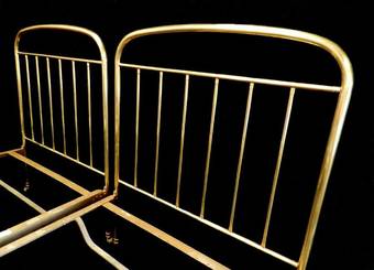 Antique Arts and Crafts Pair of  French Brass Beds Twin Singles