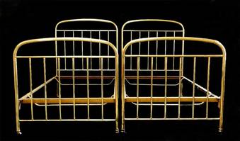 Antique Arts and Crafts Pair of  French Brass Beds Twin Singles