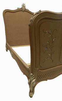 Antique C19 French Louis Double Bed  Base painted 