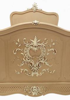 Antique C19 French Louis Double Bed  Base painted 