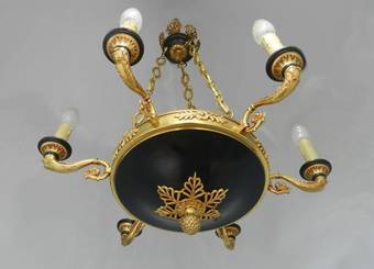 Antique French Empire revival Ceiling Light Tole Chandelier