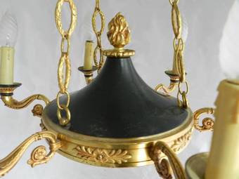 Antique French Empire revival Ceiling Light Tole Chandelier