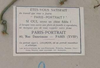 Antique Old Photograph of Young Girl signed Legarcon 1921 Paris