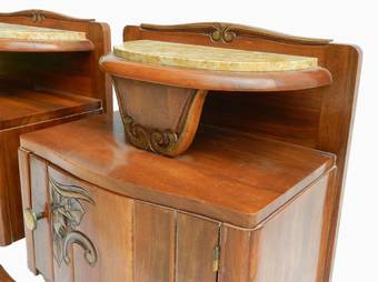 Antique Pair of French Art Deco Side Cabinets Bedside Tables Nightstand 
