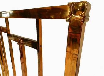Antique Rare Arts and Crafts Art Nouveau Transitional Antique French Brass Double Bed  Base