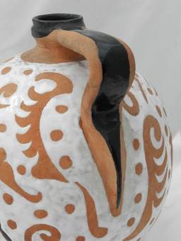 Antique Art Pottery Iberian Pitcher Jug Terracotta Eagle Slipware