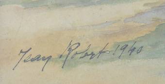Antique Watercolour painting view to the French Pyrenees signed  dated 1940 