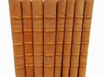 Antique 8 Decorative French Leather bound Books c1940