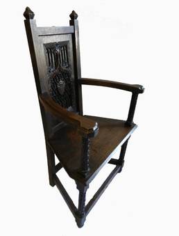 Antique Rare Pair of French C19 Gothic Armchairs