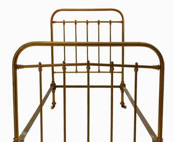 Antique Original C19 French Brass Bed  Base Single Daybed Childs