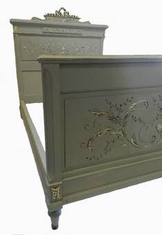 Antique C19 Louis French Double Bed  Base Painted  ready to go