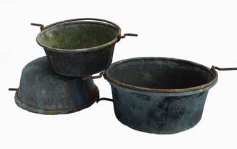 Antique C19 French Copper Basin Hanging Bowl Planter